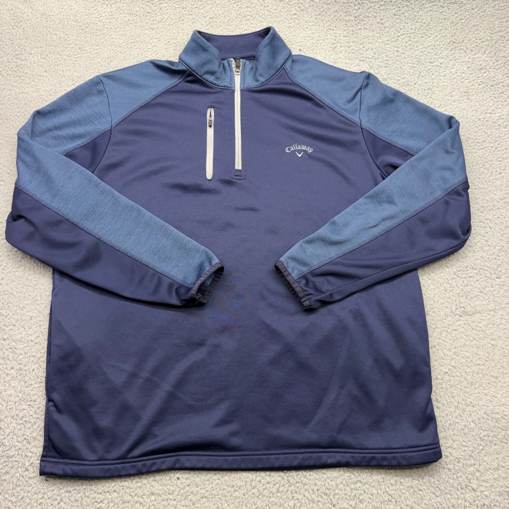 Callaway SA4520 Mens Size Large Navy Blue Quarter Zip Performance Golf Pullover